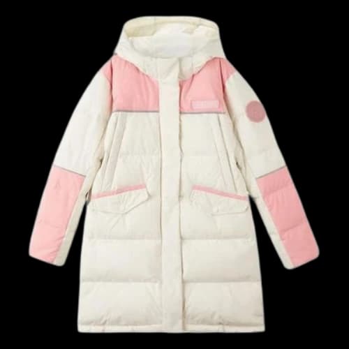 (GS) Skechers Casual Long Down Jacket 'White Pink'