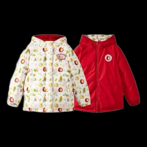 (GS) Skechers Full Printed Reversible Down Jacket 'White Red'