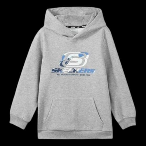 (GS) Skechers Logo Printed Hoodie 'Grey White Black'