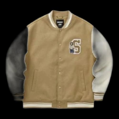 Skechers Letter Printed Baseball Jacket 'Tan White Black'