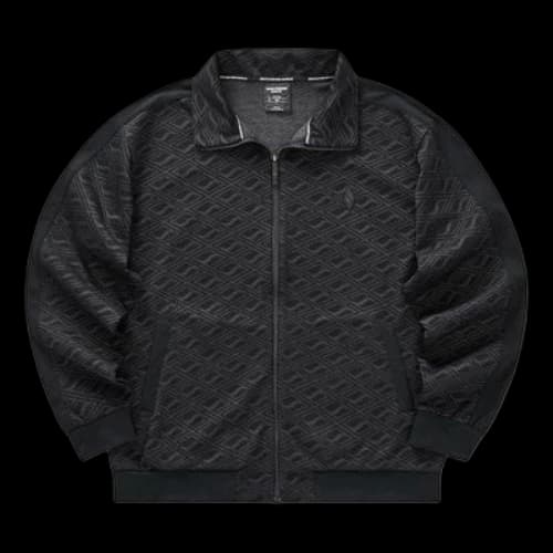 Skechers Full Print Embossed Zip-up Collar Jacket 'Black White'