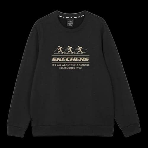 Skechers Logo Printed Crew Sweater 'Black Grey White Purple'