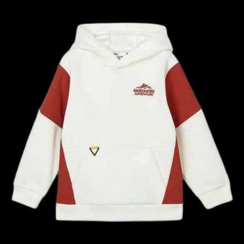 (GS) Skechers Letter Color-blocked Hoodie 'White Red'