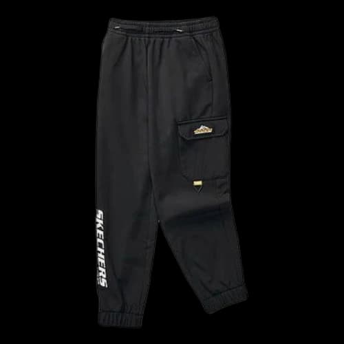 (GS) Skechers Letter Prinded Mid-Waist Elastic Knit Sports Pants 'Black White'