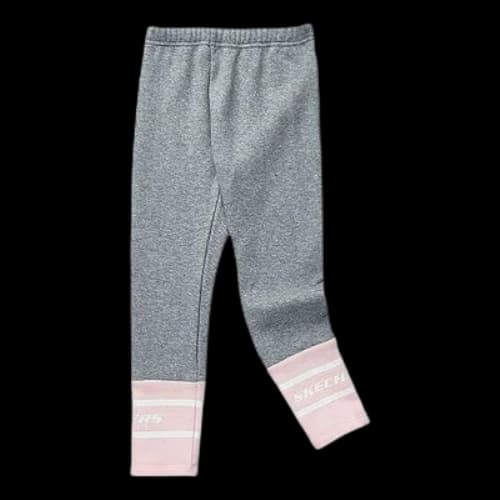 (GS) Skechers Drawstring Fleece Tight Knit Pants 'Grey Pink'