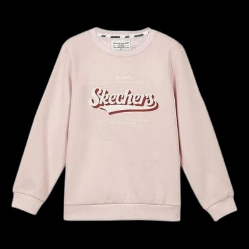 (GS) Skechers Colorful Casual Series Letter Round Neck Fleece Pullover Sweater 'Pink'