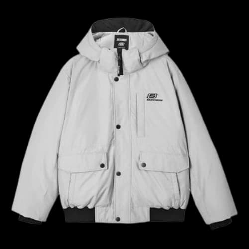 Skechers Lifestyle Series Waterproof Warm Hooded Down Jacket 'Grey'