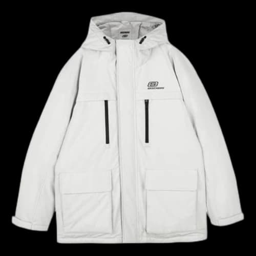 Skechers Lifestyle Series Hooded Waterproof Down Jacket 'White Black'