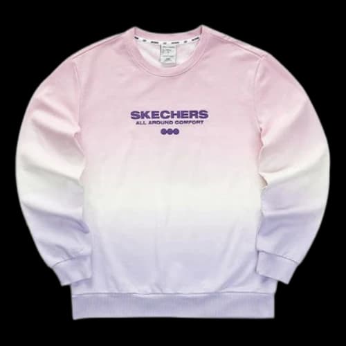 Skechers Gradient Letter Crew Sweatshirt 'Purple Pink White'