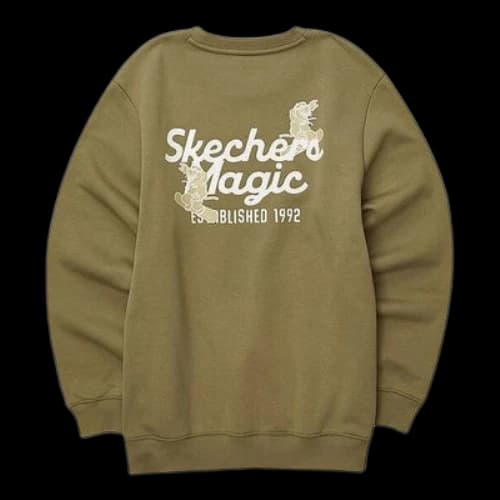Skechers Letter Printed Crew Sweater 'Olive Green White'