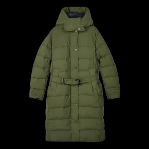 Skechers Bob's Series Casual Hooded Long Woven Down Jacket 'Green' (Women's)