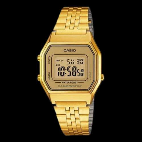 CASIO STANDARD Vintage Dial Steel Link Band en Waterproof Gold Digital