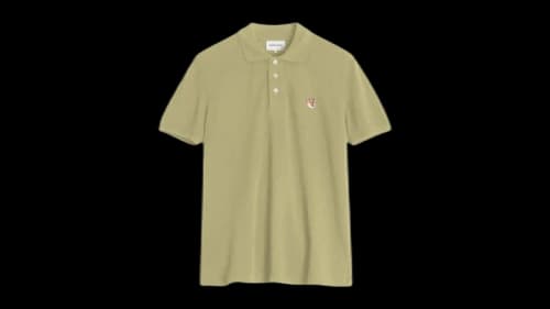 Maison Kitsune Fox Head Patch Regular Canvas Polo Green