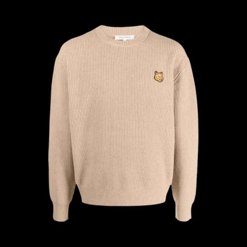 Maison Kitsuné Tonal Fox Head Patch Comfort Ribbed Jumper 'Beige'