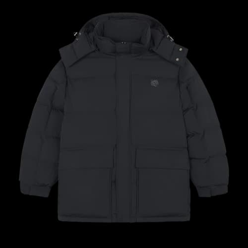 Maison Kitsuné Nylon Tonal Fox Head Patch Hooded Puffer 'Black'