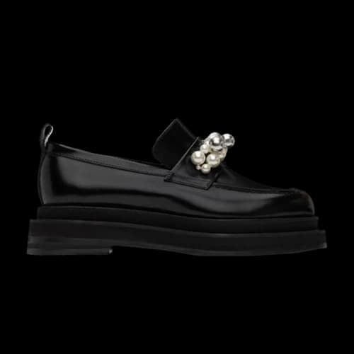 Simone Rocha Beaded Bell Charm Heart Toe Platform Loafer 'Black'