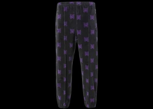 Needles Velour Papillon Zipped Track Pants Black Purple