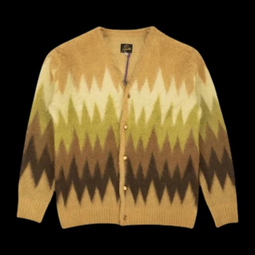 Needles Mohair Zig Zag Button Up Cardigan 'Brown'
