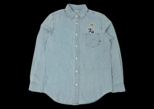 BAIT x Looney Tunes Denim Embroidery Shirt Blue
