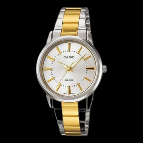 CASIO 50m Waterproof Gold Color Stainless Steel Strap Couple Unisex Mens Analog