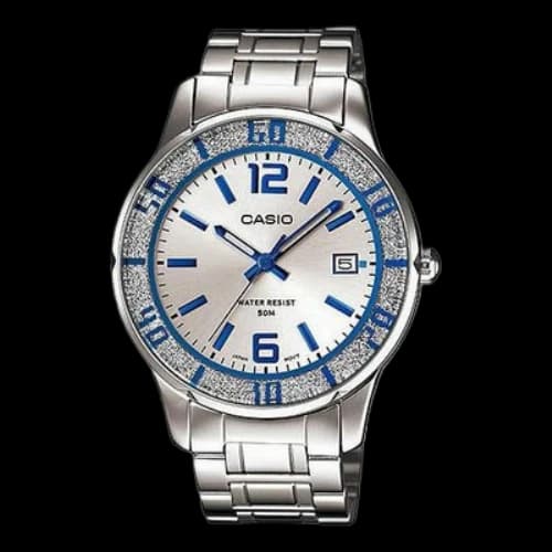 CASIO Quartz Movement 50m Waterproof Dial Stainless Steel Strap Watch Silver Analog