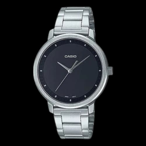 CASIO Dress Series Black Quartz Waterproof Watch 33.9mm Stainless Steel Strap