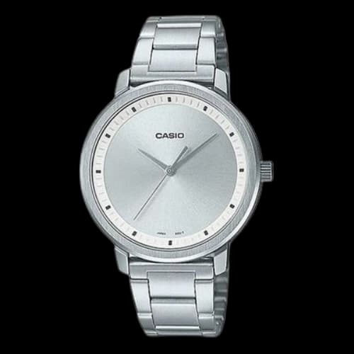 CASIO Dress Series Silver Waterproof 33.9mm Tri-Fold Buckle Stainless Steel Strap Watch