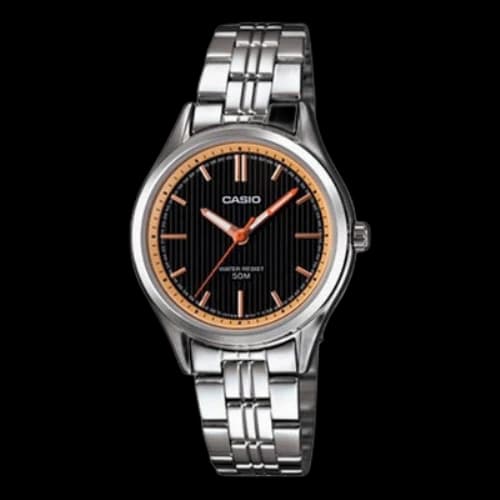 CASIO Quartz Watch Stainless Steel Strap Dial 50m Waterproof Black Analog