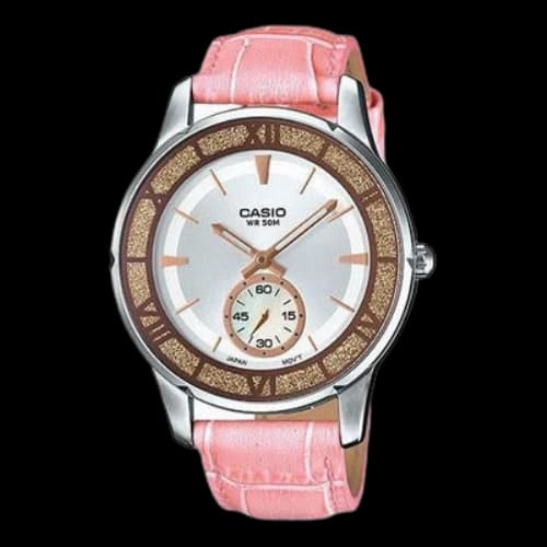 CASIO Waterproof Pink Leather Strap