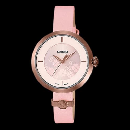 CASIO Leather Strap Dial Pink Analog