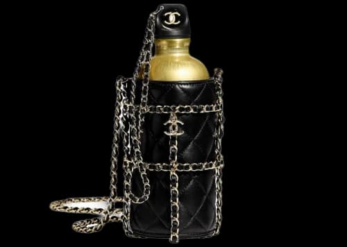 Chanel Water Bottle in Box Black/Gold