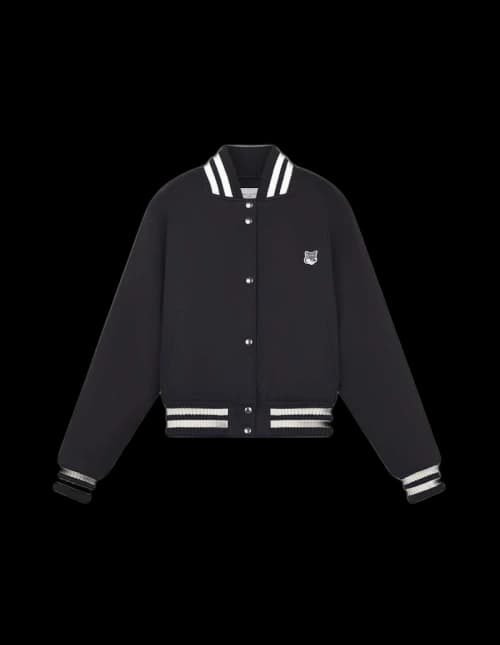 Maison Kitsune Cotton Satin Grey Teddy Blouson Black