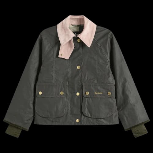 Barbour Cropped Beadnell Wax Jacket 'Olive/Ancient'