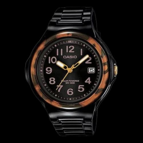 CASIO Minimalistic Fashion Resin Strap Solar Power Movement Black Watch