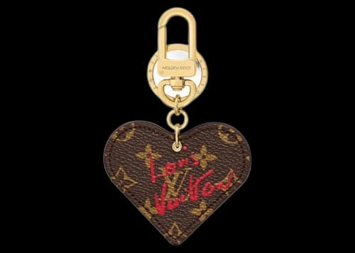 Louis Vuitton Limited Edition Heart Key Holder and Bag Charm Fall In Love Brown
