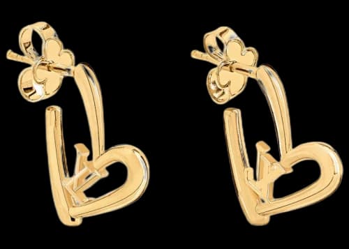 Louis Vuitton Limited Edition Heart Earrings PM Gold