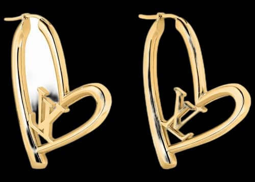Louis Vuitton Limited Edition Heart Earrings GM Gold