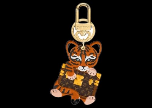 Louis Vuitton Precious Tiger Bag Charm Key Holder Brown