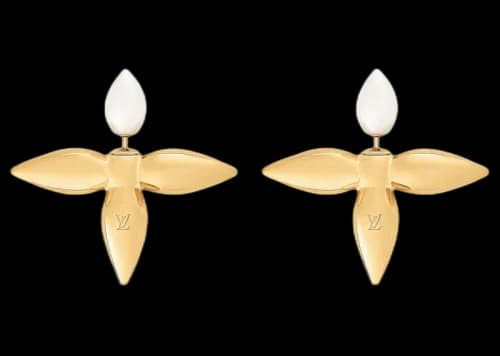 Louis Vuitton Louisette Macro Earrings Gold/White