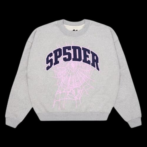 Sp5der Varsity Web Crewneck 'Heather Grey'
