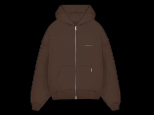 Represent Blank Oversized Zip-Up Hoodie Brown