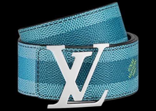 Louis Vuitton LV Intiales Damier Stripes 40MM Reversible Belt Blue