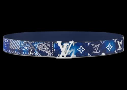 Louis Vuitton LV Initials MNG Bandana 40MM Reversible Belt Blue