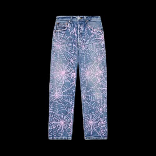 Sp5der Vintage 501 Denim 'AOP Pink Web'
