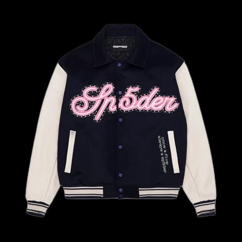 Sp5der Wool Varsity Jacket 'Navy/Cream'
