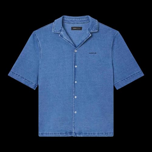 Purple Brand Knit Camp Shirt Blue