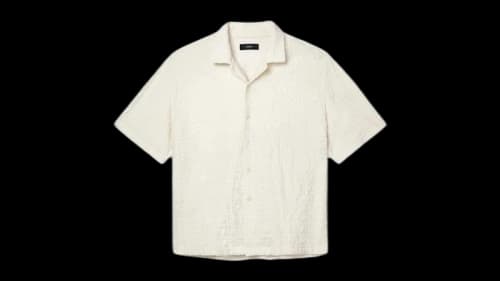 Purple Brand Terry Towel Camp Collar Shirt Off White