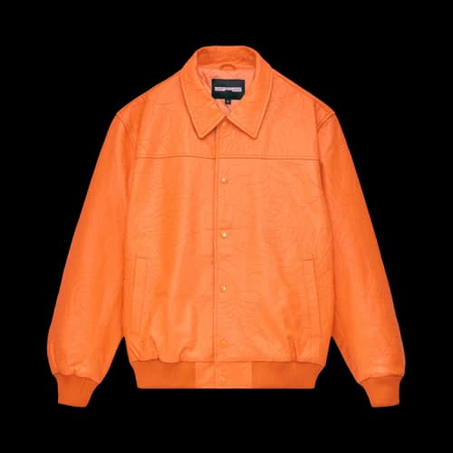 Sp5der Debossed Web Leather Jacket 'Orange'