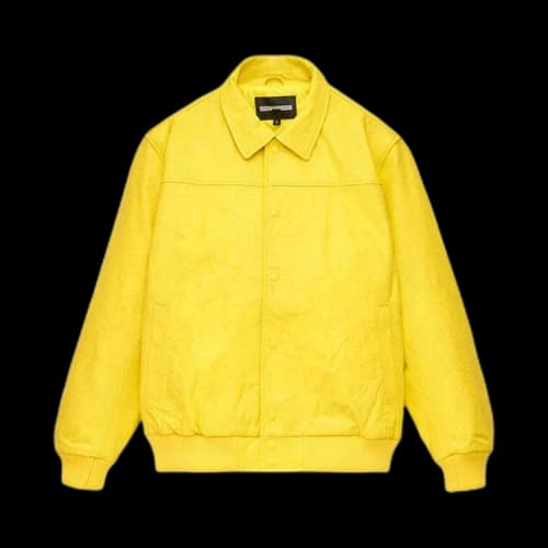 Sp5der Debossed Web Leather Jacket 'Yellow'