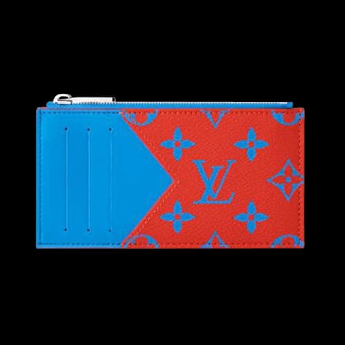 Louis Vuitton Coin Card Holder 'Blue/Red Monogram Glow Canvas'